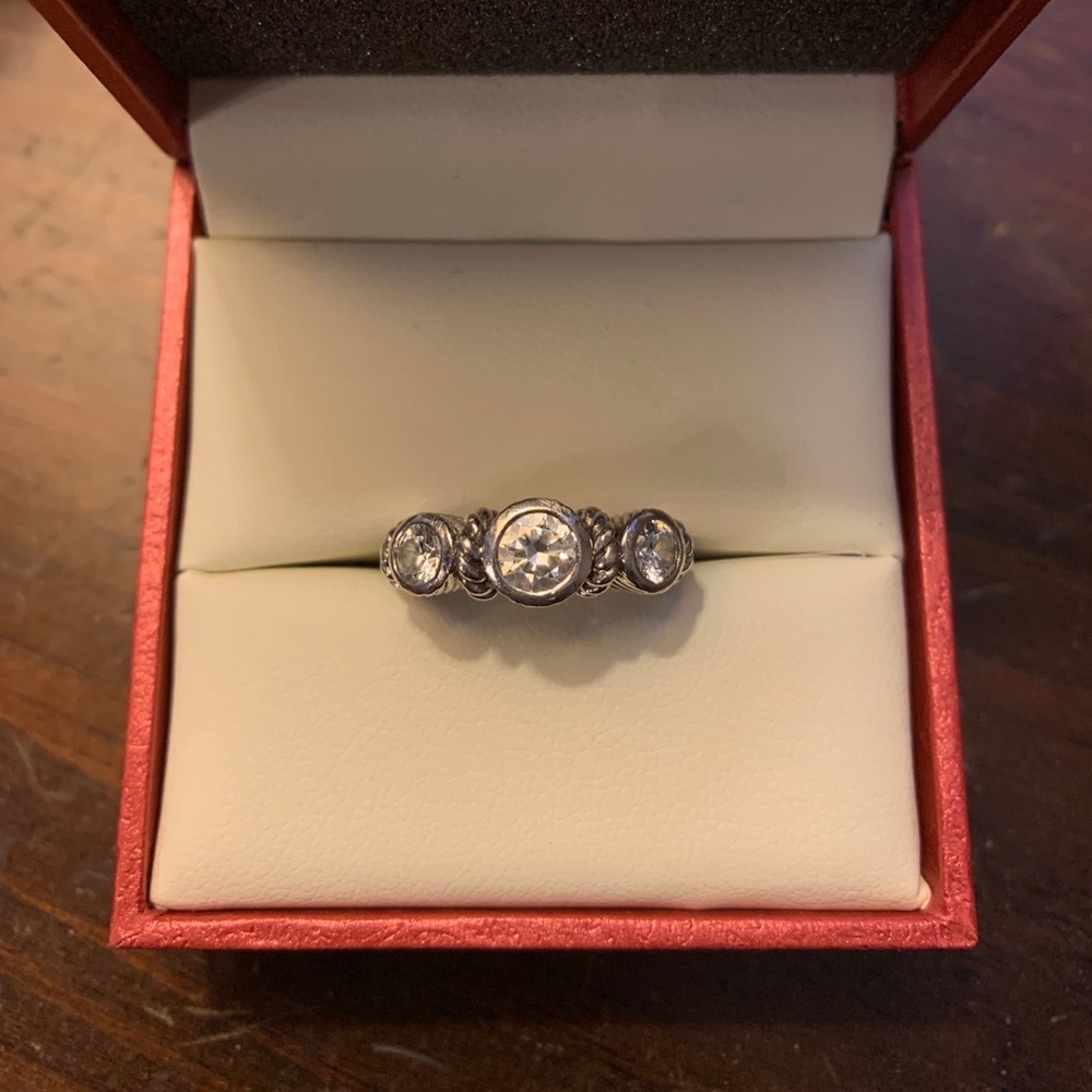 Judith Ripka 925 stamped 3-stone ring